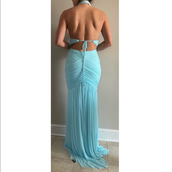 Jovani Evening Halter Gown Light Blue - Picture 2 of 4